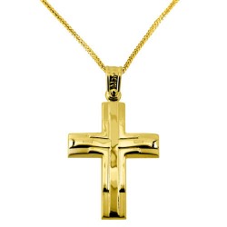 Χρυσός σταυρός Κ14 με αλυσίδα